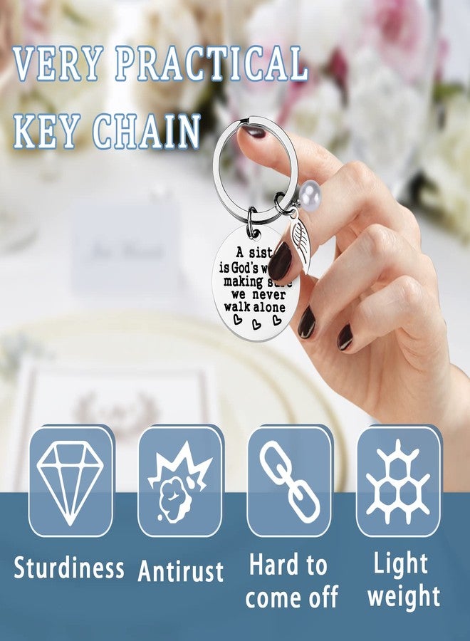 PLwelth Sisters Gift from Sister - A Sister is God’s Way of Making Sure We Never Walk Alone Sister Keychain Mother’s Day Gifts Funny Angle Charm Pendent for Her Birthday Christmas Jewelry - Image 5